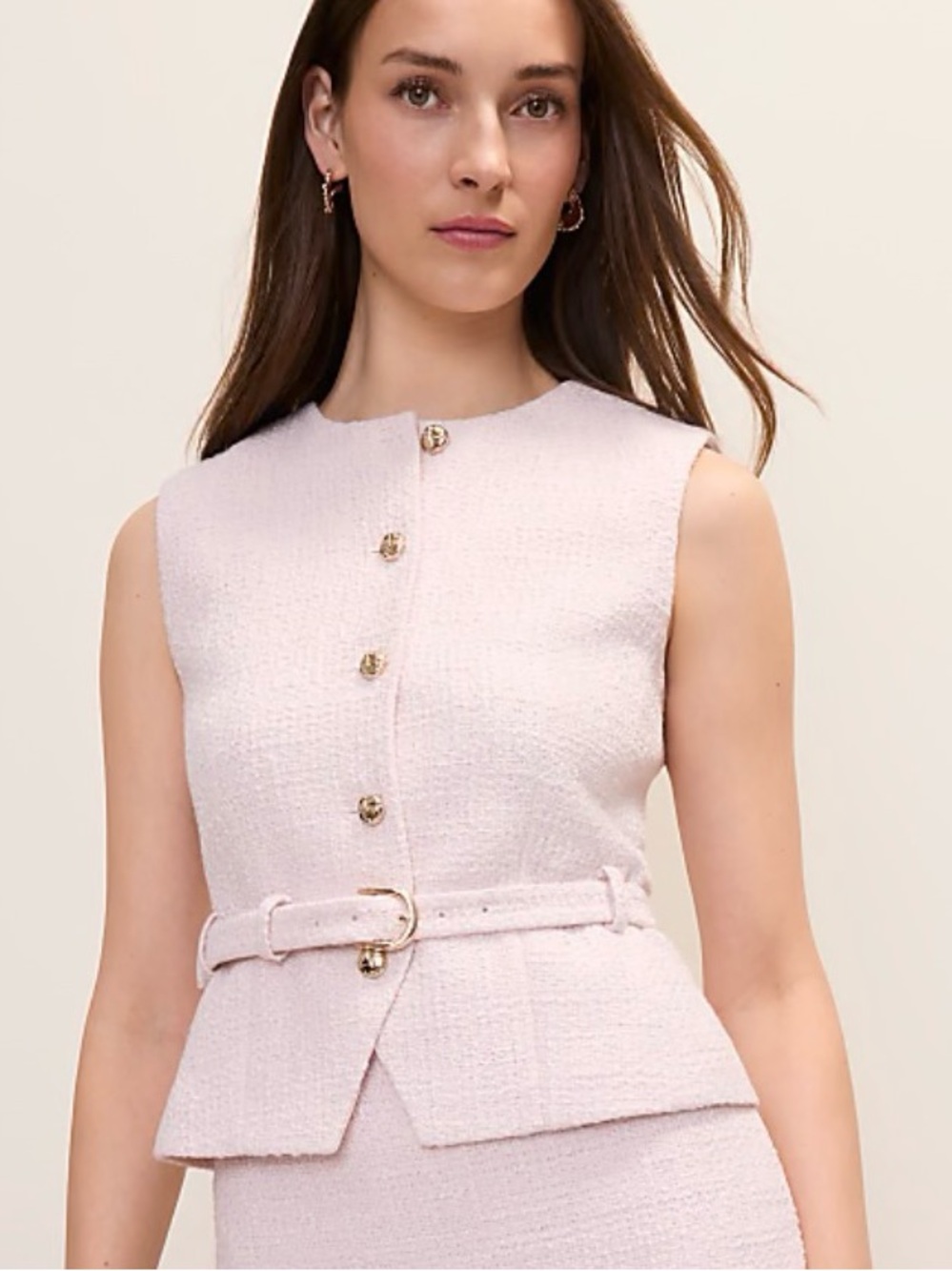 The Crew Neck Belted Vest in Tweed